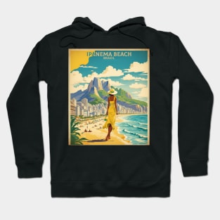 Ipanema Beach Brazil Vintage Tourism Travel Poster Hoodie